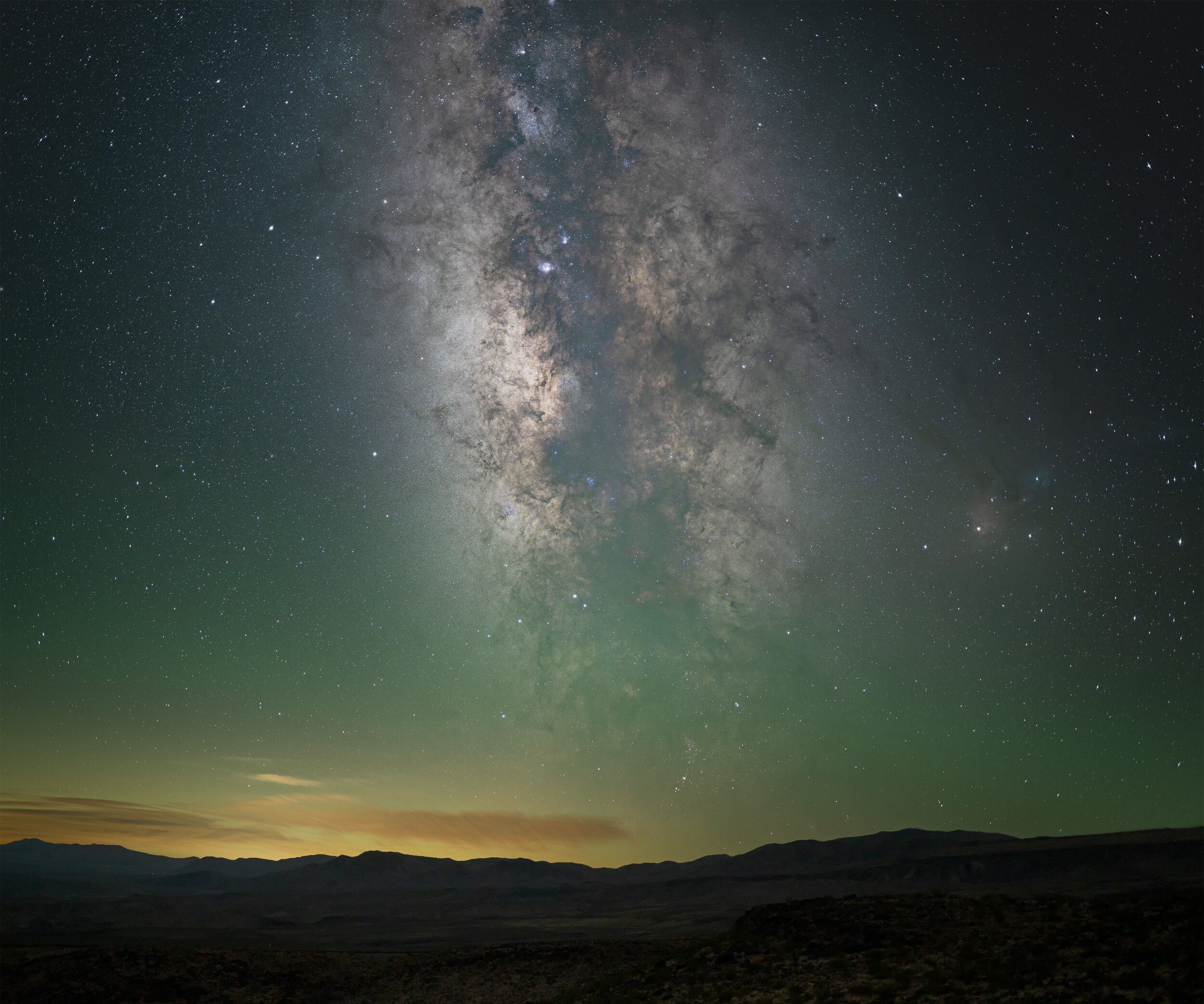 The Milky Way above the mountains of Death Valley at night